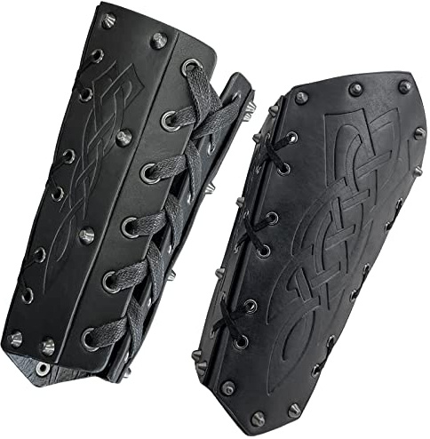 HiiFeuer Mittelalterliche Geprägte Armschienen, Retro Armschützer Aus Kunstleder, Vintage Armschützer Für LARP, Ren Faire