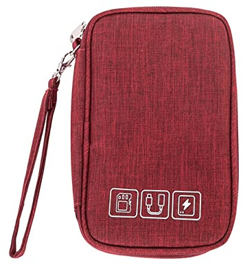 Universaltasche für elektronische Kleingeräte - Kabeltasche,Elektronik Tasche Organizer,Kabelorganizer Kabel Etui, Elektronik Zubehör Organizer Tasche (Rot)