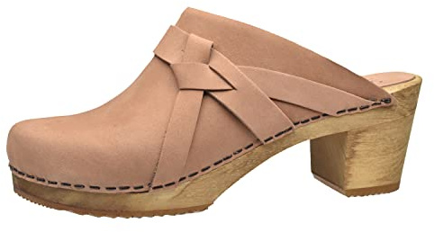 Sanita Manuella Clog | Original handgemacht | Lederclog mit Holzsohle für Damen | Hellrosa | 39 EU