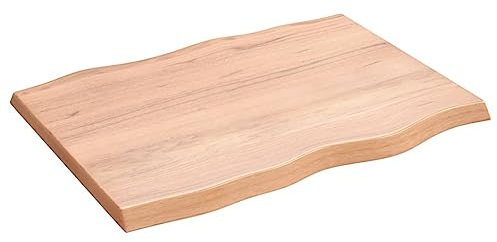 vidaXL Tischplatte, Holzplatte für Tisch Esstisch Couchtisch, Massivholzplatte Handgefertigt mit Baumkante, Ersatztischplatte, Hellbraun 80x60x(2-4) cm Massivholz Behandelt