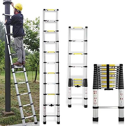 Telescopic Ladder Multi-Purpose Extension Ladder Aluminium Telescoping Folding Ladder 150kg/330lbs Max Load Capacity, 2.6m Portable Extendable Ladder for Home Office Workshop Warehouse Loft Roof