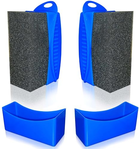 RXALASKA Tire Shine Pads, 2 Pcs Tire Dressing Sponge Applicator Contoured, Reusable Tire Shine Applicator with Lid for Car Detailing