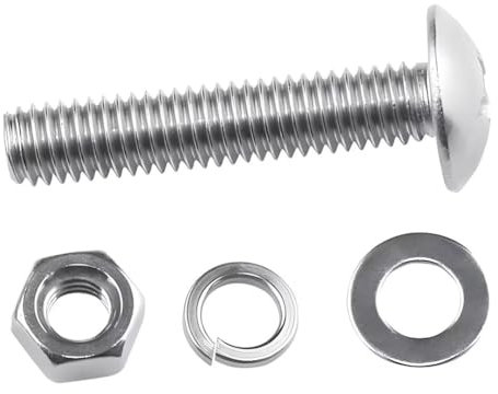 SYDARSYN Schrauben Muttern Set, Edelstahl Phillips Rundkopf Maschinenschrauben, Sechskantmuttern und Flache Unterlegscheiben und Federringe Sortiment M8x35mm (5 Stück)