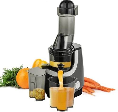 QJJML Exprimidor Lento, Exprimidor Eléctrico de Prensa en Frío para Cítricos, Naranjas, Frutas y Verduras con Motor Silencioso y Gran Canal de Alimentación
