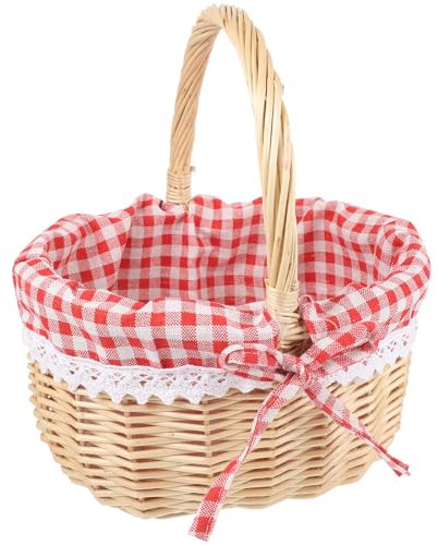 DEARMAMY Petit Panier en Osier Panier en Osier Naturel tressé avec poignée et Doublure à œufs de Pique de Pâques Convient pour Les décorations de de Pique- de Pâques