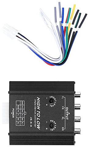Convertidor de impedancia de 4 canales de 12 V para altavoces a con aislamiento de ruido, interruptor de retardo y filtrado de audio de alta fidelidad para amplificadores y subwoofers de automóvil