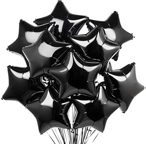 Stern Folienballons Schwarz 20 Stück，Sternluftballons Heliumballon ​Folienballon, Schwarz Deko Stern Luftballons, Silvester Party，Hochzeitsdeko, Geburtstagsdeko oder Valentinstag