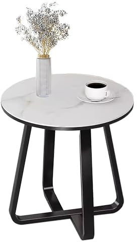 Runder Konferenztisch, Kleiner Konferenzraumtisch, Besprechungstisch, Felsplatte, Computertisch for Heimbüro, for Küche, Esszimmer, Essecke, Frühstücksecke (Stuhl Nicht im Lieferumfang enthalten) (Co