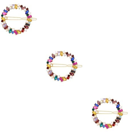 FRCOLOR 3stücke Farbenfrohe Geometrische Haarklammern Mit Perlen Und Strass Für Damen Mädchen Elegantes Haarschmuck Verschiedene Anlässe Und Haarstylings