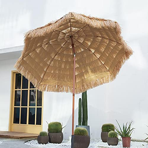 asdchZen Runder, Geneigter Strandschirm | Hawaiianischer Strohschirm | Gartenschirm, Terrassenschirm, Sonnenschirm Für Den Außenbereich, Terrassenschirm | Leicht Zu Tragen | Kein Sockel