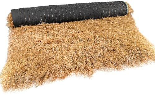 CURBX Strohgrasdach, Künstliches Strohdach, Palmdach Paneele Künstliche Palmgras Rolle, Künstliche Strohbrötchengartenzaun, Für Bar Garten Terrasse Pavillons Hausdekoration(1x19m)