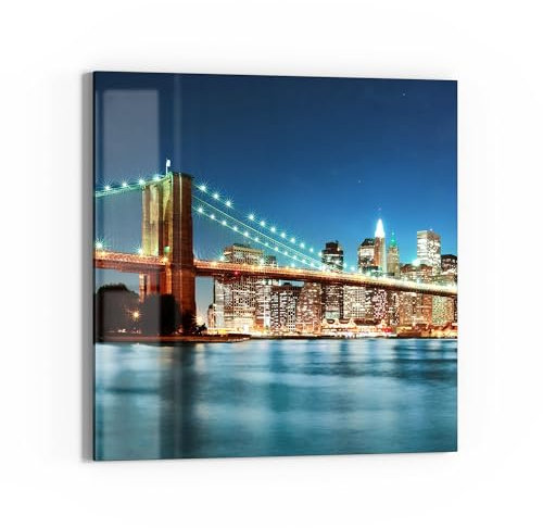 DEQORI Glasbild Acrylglas | Motiv Lichter von Brooklyn | quadratisch einteilig 50x50 cm | schöne Dekoration | Wandbild für Wohnzimmer, Schlafzimmer, Flur & Küche | moderne Wanddeko