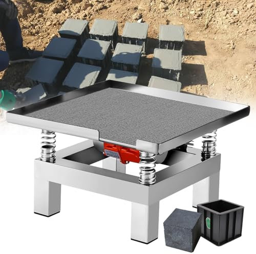 Petite Table Vibrante en Béton de 35x35cm,Machine Vibrante de Vibrateur à Plaque Plate en Béton de 3000Tr/Min,Plate-Forme de Vibration de Bloc D'essai de Banc Mini Vibra en Acier Inoxydable,220V