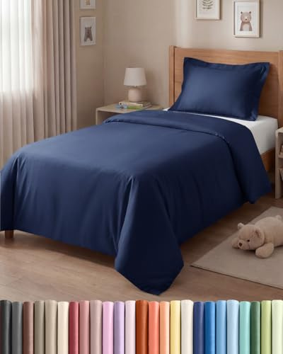Copripiumino 3 Pezzi 135x200 - Microfibra Spazzolata - Blu Navy | Anti-Grinze, Morbida e Traspirante, Ipoallergenica, Chiusura con Zip, Lavabile in Lavatrice, Certificata OEKO-TEX