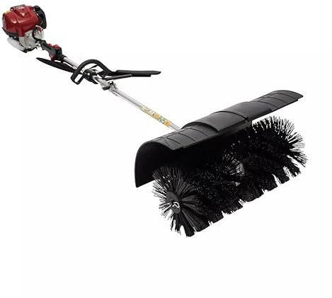 31cc 4-Stroke Handheld Sweeper 4 HP Petrol Engine Motor Broom Gas Power Sweeper Petrol Powered Sweeper Motor Broom for Cleaning Lawn Walkways Boulevard Driveways Garden Lawn Snow Cleaner
