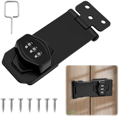 4 Pulgadas Cerradura Armario Contraseña, Cerradura para Armario con Codigo, Cerradura de Combinación sin Llave para Puertas, Armarios, Ventanas, Garajes Exteriores, Jardines