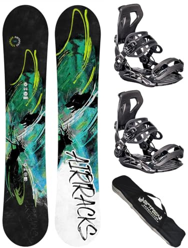 Airtracks Snowboard-Set Herren Snowboard Wide Stronger Freestyle Freeride 156 - Snowboard Bindung Master L - SB Bag