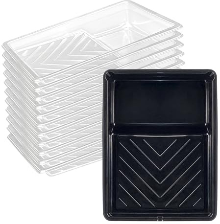 Great Andrew 12 Pack Paint Tray Liners 7 Inch, 1 PC Sturdy Plastic Tray with 11 PCS Disposable Paint Tray Liners, Paint Roller Trays, Paint Pan Liners for DIY Painting Projects, Walls, Furniture