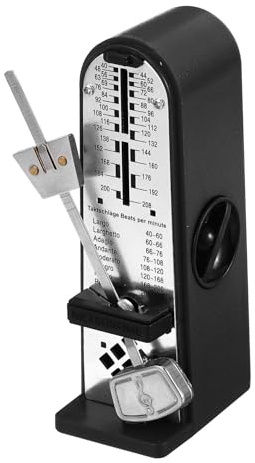 sourcing map Mechanisches Mini-Metronom, hohe Genauigkeit, professioneller Musik-Timer, universelles Metronom für Klavier, Gitarre, Violine, Ukulele, Spieler, Schwarz