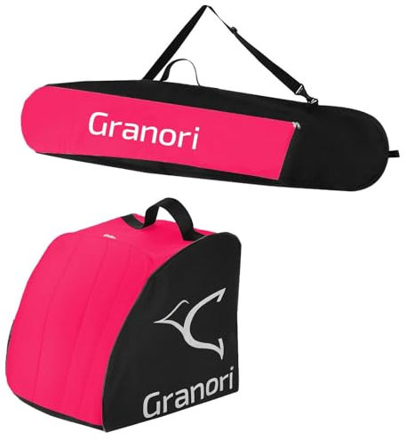 Granori Snowboardtasche + Skischuhtasche (Set) für 1 Paar Skischuhe & Snowboard bis 170 cm (Rot, 150 cm)