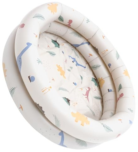 ibasenice Piscine Gonflable pour Garçon et Filles Bébé, Mini Pataugeoire Ronde 90 460g, Matériau Épais, Design Dinosaure Beige Vintage, Piscine D’été pour Jardin et Jeux Éducatifs, Pliable et Portable