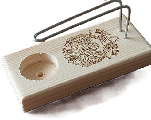 YA-DECOREGALOS Soporte para Incienso de Madera Natural con Símbolo de Odín, Portavelas Decorativo, Quemador de Palo Santo, inciensos, Sahumerios, Hecho artesanalmente.