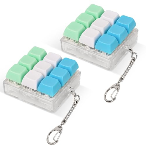 2 Pcs Keyboard Fidget Toy, Fidget Clicker Keyboard Keychain, Loud Keyboard Fidget for Adult to Relife Stress Pass Time