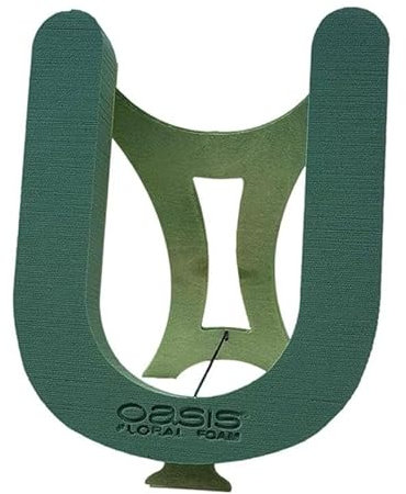 INNA-Glas Oasis Nass Steckschwamm Buchstabe U Melba, Bioline Holzunterlage, Holzständer, grün, 40x37x5cm - Nasssteckschaum