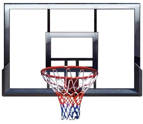 Canasta de Baloncesto de Pared, Aro Portátil con Doble Resorte y Tablero de Vidrio Templado PC para Interior o Exterior