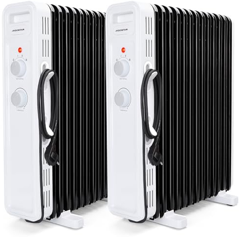 Aigostar Ölradiator 2500 Watt Energiesparend Heizkörper mit Thermostat | 13 Rippen für 30m², Heizung Elektrisch 3 Heizstufen, Kipp & Überhitzungsschutz, Mobiler Elektroheizung Heizgerät, 2 Stück