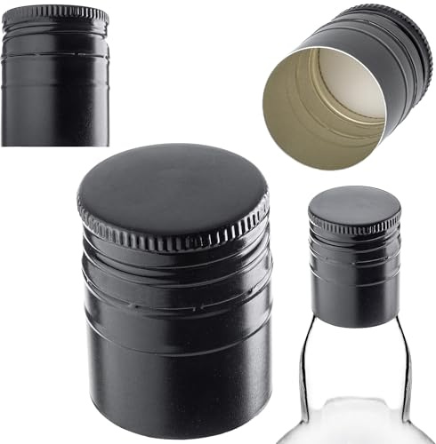 KADAX Lot de 10 Bouchons à vis Aluminium ⌀28×40mm – Capsules Aluminium hermétiques pour Bouteilles de vin, Liqueur & Huile | Réutilisables & lavables