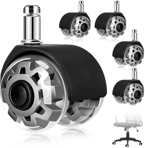 5 Piezas Ruedas Silla Oficina, 11 x 22mm Ruedas Repuesto Rotación 360 Grados, Rueda Giratoria Silencioso & sin Arañazos, Accesorios Sillas Gaming para Parquet, Alfombras, Laminado, Azulejos