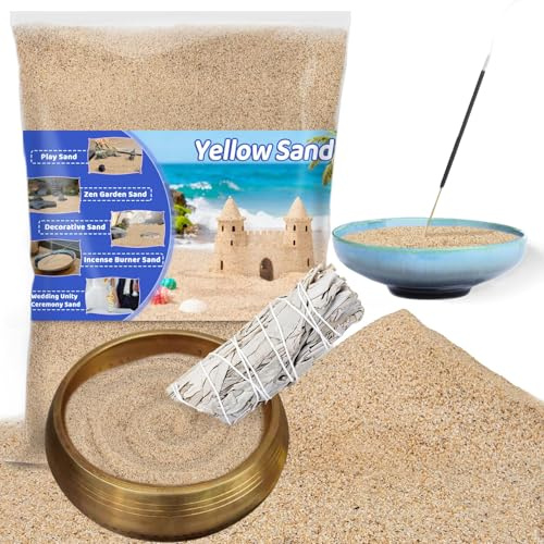RAINFLOW 15 OZ Fine Yellow Sand for Crafts - Colored Quartz Zen Garden Sand Decorative for Vases Filler, Wedding Unity Ceremony, Incense Burner, Ritual Incense,Wishing Bottle