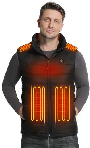 Gilet Riscaldante Uomo Donna con Power Bank 10000mAh - Giubbotto Termico Leggero, 6 Zone Riscaldanti & 3 Livelli di Calore - Ideale per Lavoro all‘Aperto, Sport, Sci, Equitazione, Escursionismo, Pesca
