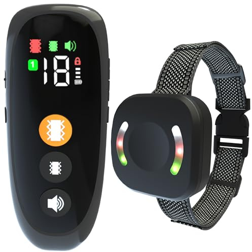 Meloive Collar de Adiestramiento para Perros,Collar Recargable con Rango de Control Manual 3000 Metros,4 Modos de Adiestramiento Efectivos Fuerte Vibración/Sonido/Vibración/Luz LED