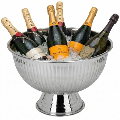 URBNLIVIG 12L Stainless Steel Champagne Punch Bowl – Large Party Drink Server, Beer Ice Bucket, Wine Cooler, Beverage & Fruit Serving Bowl for Entertaining