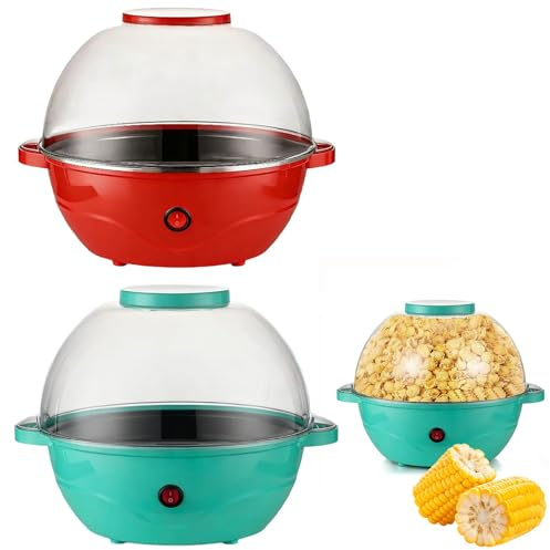Popcorn Maker Machine, Popcorn Popper for Home, Electric Stirring Popcorn Popper with Sugar & Oil, Nonstick Plate, Electric Stirring with Quick-Heat Technology, Cool Touch Handles (Mint Green)