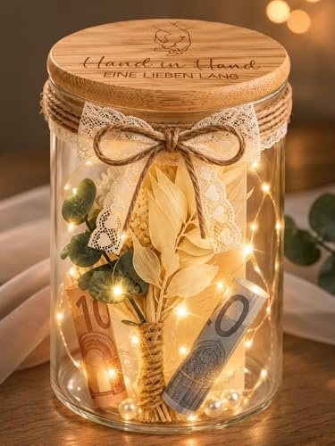 Hochzeitsgeschenke für Brautpaar, Geldgeschenk Hochzeit LED Glasflasche
