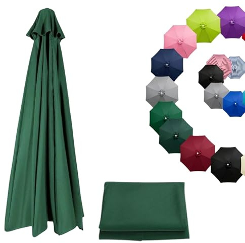 Telo Ombrellone 250/270/300/400cm Copertura di Ricambio per Ombrellon da Giardino,6/8 Stecche Baldacchino di Ricambio Ombrello Tettuccio Impermeabile per Esterni Piscina(Verde,4.0m-8 Ribs)