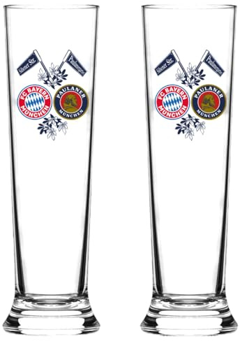 FC Bayern München Pilsstange - Doppellogo - 2er Set Pilsglas Bierglas Glas FCB
