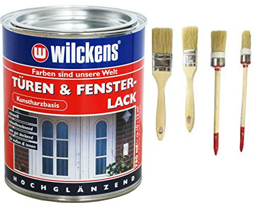 Fenster und Türenlack 2,5 Liter inkl. 4er Set Pinsel von E-Com24 (2,5 Liter)