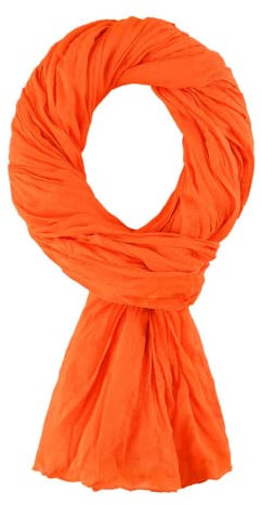 Schal für Damen und Herren, Leichte Stola - 100% Baumwolle – Größe 200 x 110 cm - Über 40 Unifarben – Premium-Schal - flexibel und komfortabel - Orange
