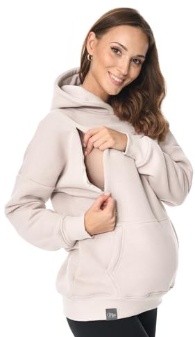 MijaCulture Umstandsmode 2in1 Stillpullover & Umstandspullover Stilltop Stillpulli Molly M001, beige., S