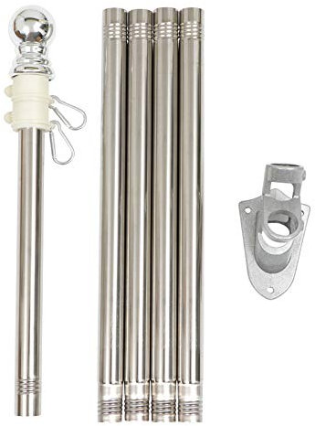 Cabilock 1 Satz 6FT Fahnenmast Kit mit Halterung Fahnenstange Flaggenmast Flaggenstange Outdoor Fahnenhalter mit Drehbaren Ringen für Fahnen Flaggen Wandmontage Zufällige Farbe