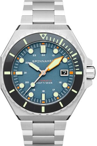 Spinnaker Herren 44mm Dumas Automatik Blue Yonder 3-Zeiger-Uhr mit massivem Edelstahlarmband SP-5081-DD