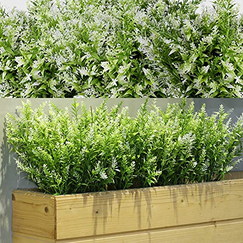 WILLBOND 12 Packungen künstliche Lavendelsträucher für Lavendel, künstliche Pflanzen, UV-beständig, für Blumenarrangements, Tischdekoration, Garten, Haus (weiß)