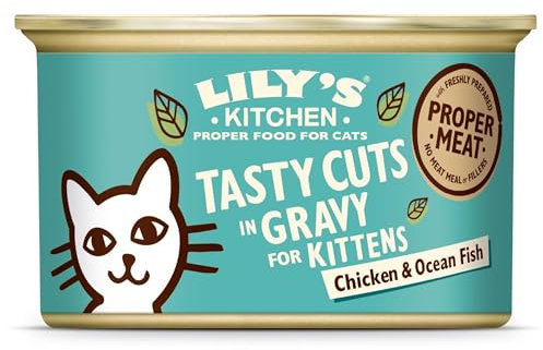 Lily's Kitchen Natural Kitten Wet Cat Food in Gravy - Chicken & Ocean Fish Tasty Cuts - Complete Grain-Free Recipes (24 Tins x 85g)