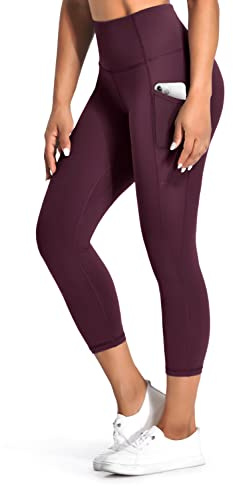 Desol Legging Femme Capri 3/4 Legging de Sport Opaque Taille Haute élastique avec Poches latérales pour Les Loisirs de Yoga