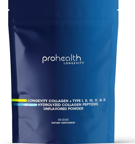 ProHealth Mehrfach Kollagen Peptide Pulver, hydrolysiertes kollagen, 690 g | kollagen pulver Mit Typ I, II, III, V & X Aus Grasgefüttertem Rind & Meeresquellen, Für Haut, Haare, Nägel & Gelenke