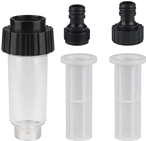 ZDNT Wasserfilter Gartenschlauch Wasserfilter Wohnmobil 3/4 Zoll Wasser Vorfilter Wasserfilter Set mit 2 Filtereinsatz für Hochdruckreiniger, Gartenpumpe, Gartenbewässerung, Wohnmobil